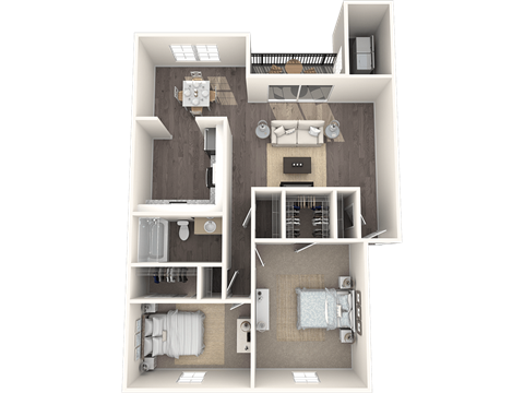 Floor plan for 2 beds, 1 bath, 1196 sqft